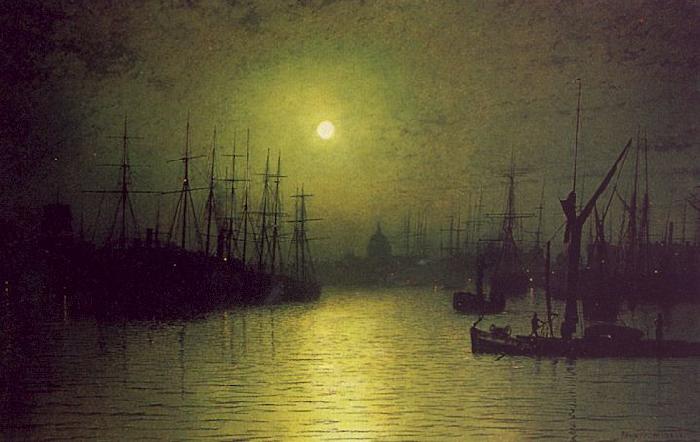 Atkinson Grimshaw Nightfall Down the Thames Germany oil painting art